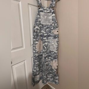 POL Women's Gray Patchwork Overalls size small